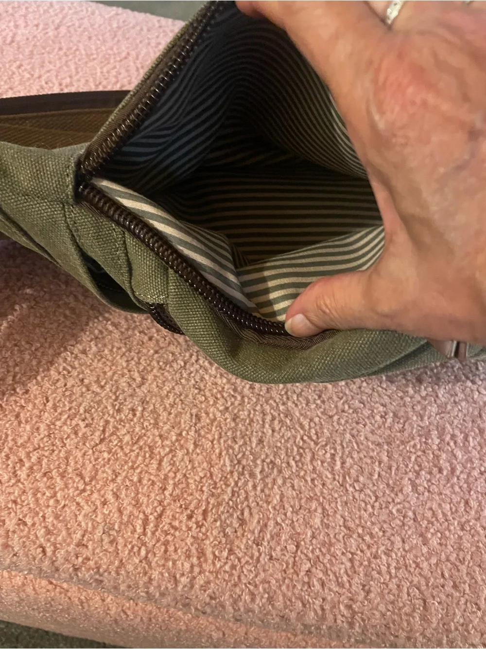 Antik Kraft Olive Canvas Sling Backpack with Brown Accents